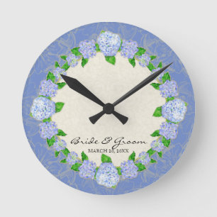 Horloge Ronde Poison de Blue Hydrangea Lace Floral Formal Weddin