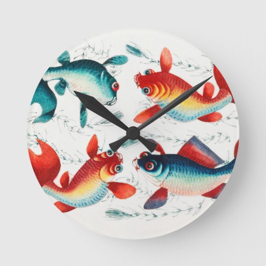 Horloge Ronde Poisson d'or chinois et poisson d'argent (Recto)