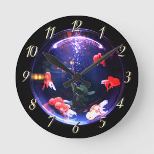 Horloge Ronde Poisson d'or dans un aquarium à poisson