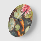 Horloge Ronde Poisson D'Or Koi Pond Water Lys (Angle)