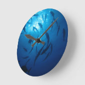 Horloge Ronde Poisson, fond et soleil sous la mer (Angle)