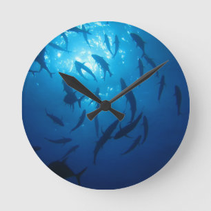 Horloge Ronde Poisson, fond et soleil sous la mer