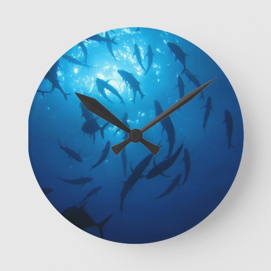 Horloge Ronde Poisson, fond et soleil sous la mer (Recto)