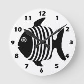Horloge Ronde Poisson Noir Et Blanc (Recto)