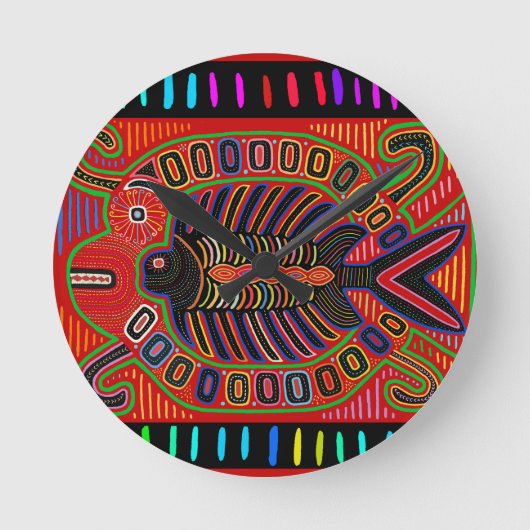 Horloge Ronde Poisson volant Cuna Indian Mola (Recto)