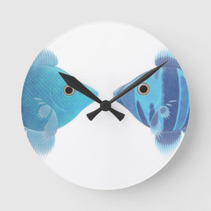 Horloge Ronde poissons bleus