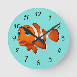 Horloge Ronde Poissons mignons de clown