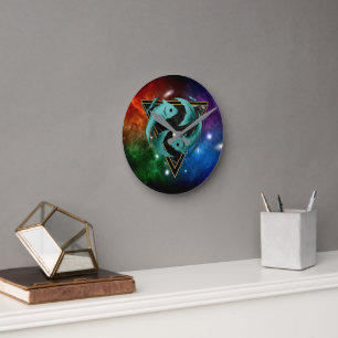 Horloge Ronde Poissons Zodiaque Cadeau Astrologie