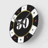 Horloge Ronde Poker Chip 50e fête d'anniversaire (Angle)