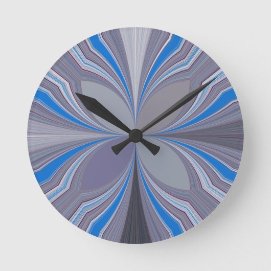 Horloge Ronde Polka gris cendré bleu Pointe Texture Art Imprimer (Recto)