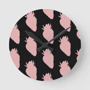 Horloge Ronde Polka Pootté Fraises Roses