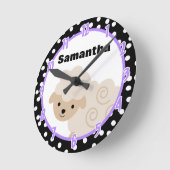 Horloge Ronde Polkadot Purple Country Farm Sheep Lamb Clock (Angle)