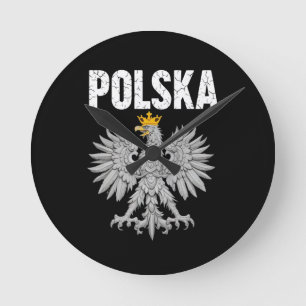 Horloge Ronde Pologne Pologne Aigle Poteau Fierté Racines polona