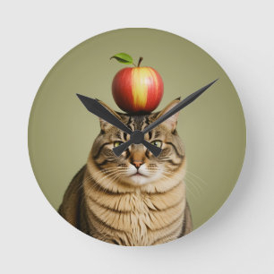 Horloge Ronde Pomme de chat