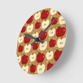 Horloge Ronde Pommes tranchées rouges (Angle)