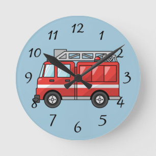 Horloge Ronde Pompe à incendie Animée