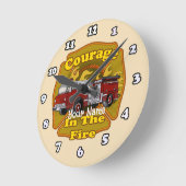 Horloge Ronde Pompiers de camions Courage (Angle)