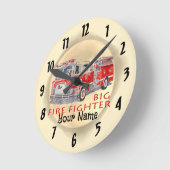 Horloge Ronde Pompiers de gros camions (Angle)