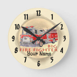 Horloge Ronde Pompiers de gros camions