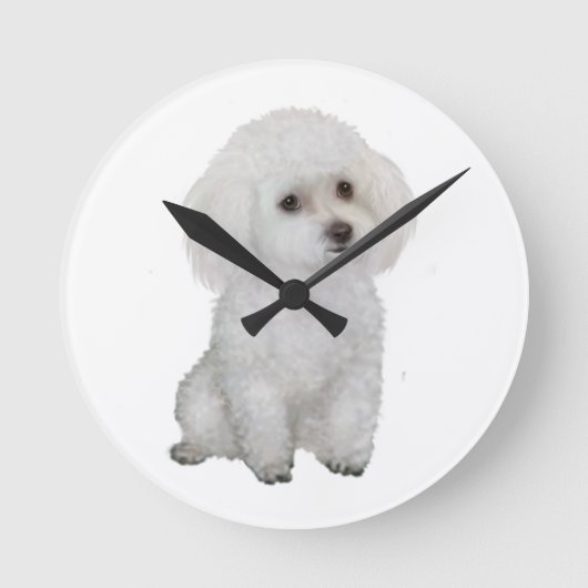 Horloge Ronde Poodle - blanc 1 (Recto)