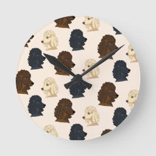 Horloge Ronde Poodle dog animal pattern beige pet cute puppy