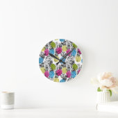 Horloge Ronde Pop Art Ananas Et Palm Feuilles (Maison)