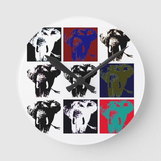 Horloge Ronde Pop Art Elephants (Recto)