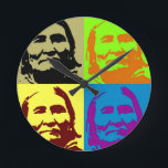 Horloge Ronde Pop Art Freedom Fighter Geronimo<br><div class="desc">Pop Art Style Iconic Historical People Images - Freedom Warrior Indian Tribe Chef Geronimo Art</div>