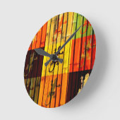 Horloge Ronde Pop art Geckos on bamboo wall Art Design (Angle)