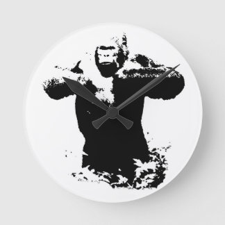 Horloge Ronde Pop Art Gorilla battre poitrine Acrylique Mur Horl