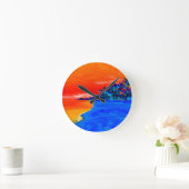 Horloge Ronde Pop Art Plage Exotique Palmiers (Maison)