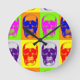 Horloge Ronde Pop Art Skull