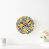 Horloge Ronde Poppy art Illustration Flower Pattern (Maison)