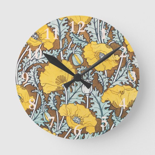 Horloge Ronde Poppy art Illustration Flower Pattern (Recto)