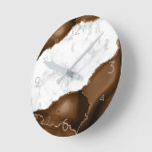 Horloge Ronde Porte Brown foncée avec Parties scintillant or vei (Angle)