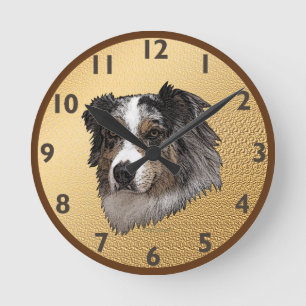Horloge Ronde Portrait de berger australien
