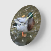 Horloge Ronde Portrait de canard Mallard (Angle)