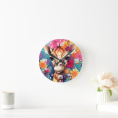 Horloge Ronde Portrait de Giraffe Florale-9320 (Maison)
