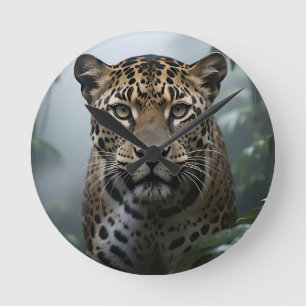Horloge Ronde Portrait de jaguar en jungle