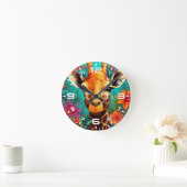 Horloge Ronde Portrait de la Giraffe florale-9319 (Maison)