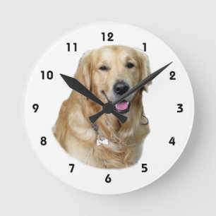 Horloge Ronde Portrait de photo de chien de golden retriever