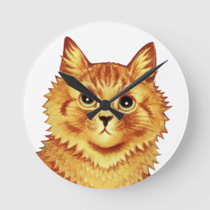 Horloge Ronde Portrait d'un chat orange par Louis Wain