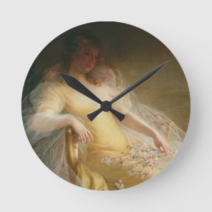 Horloge Ronde Portrait d'une femme (huile sur la toile)