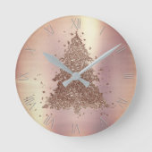 Horloge Ronde Posh Joyeux Noël | Glam Rose Gold Blush Tree (Recto)
