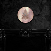 Horloge Ronde Posh Joyeux Noël | Glam Rose Gold Blush Tree