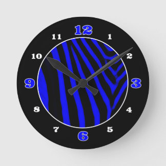 Horloge Ronde Poster de animal Royal Blue Zebra