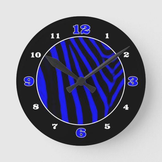 Horloge Ronde Poster de animal Royal Blue Zebra (Recto)