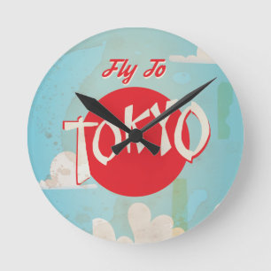 Horloge Ronde Poster Voyage Retro vintage pour Tokyo