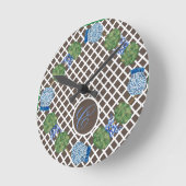 Horloge Ronde Pot à gingembre en chinoiserie Jars Topiary Calend (Angle)