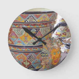 Horloge Ronde Poterie de style de Talavera de Mexicain